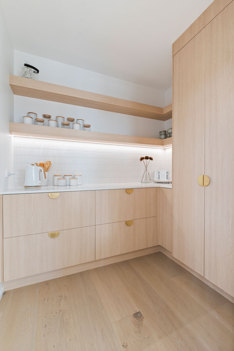 Gorgeous light timber and brass scullery in Paerata Rise showhome